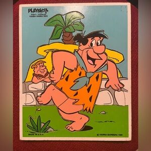 Playskool Flintstone Yabba Dabba Doo Fred 14 Pcs Wood Puzzle 340-4 Vintage 80s
